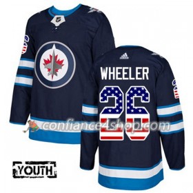 Adidas Maillot de Hockey Winnipeg Jets Blake Wheeler 26 2017-2018 Bleu Marine USA Flag Fashion Authentic - Enfant